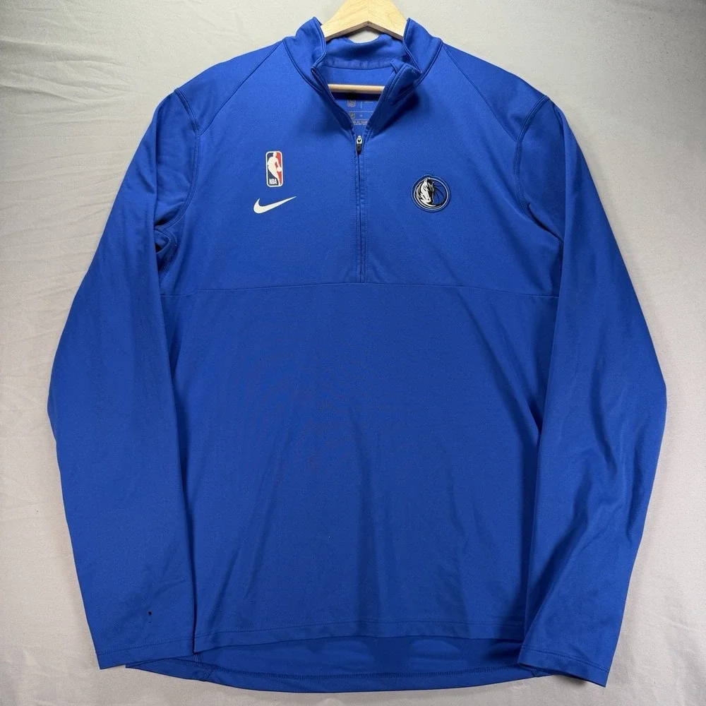 Nike Dallas Mavericks 1/4 Zip Pullover Mens Medium Blue Shirt NBA Dri Fit